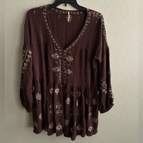 Free People Boho Arianna Tunic Flowey
Embroidered Brown Top S - Picture 6 of 15